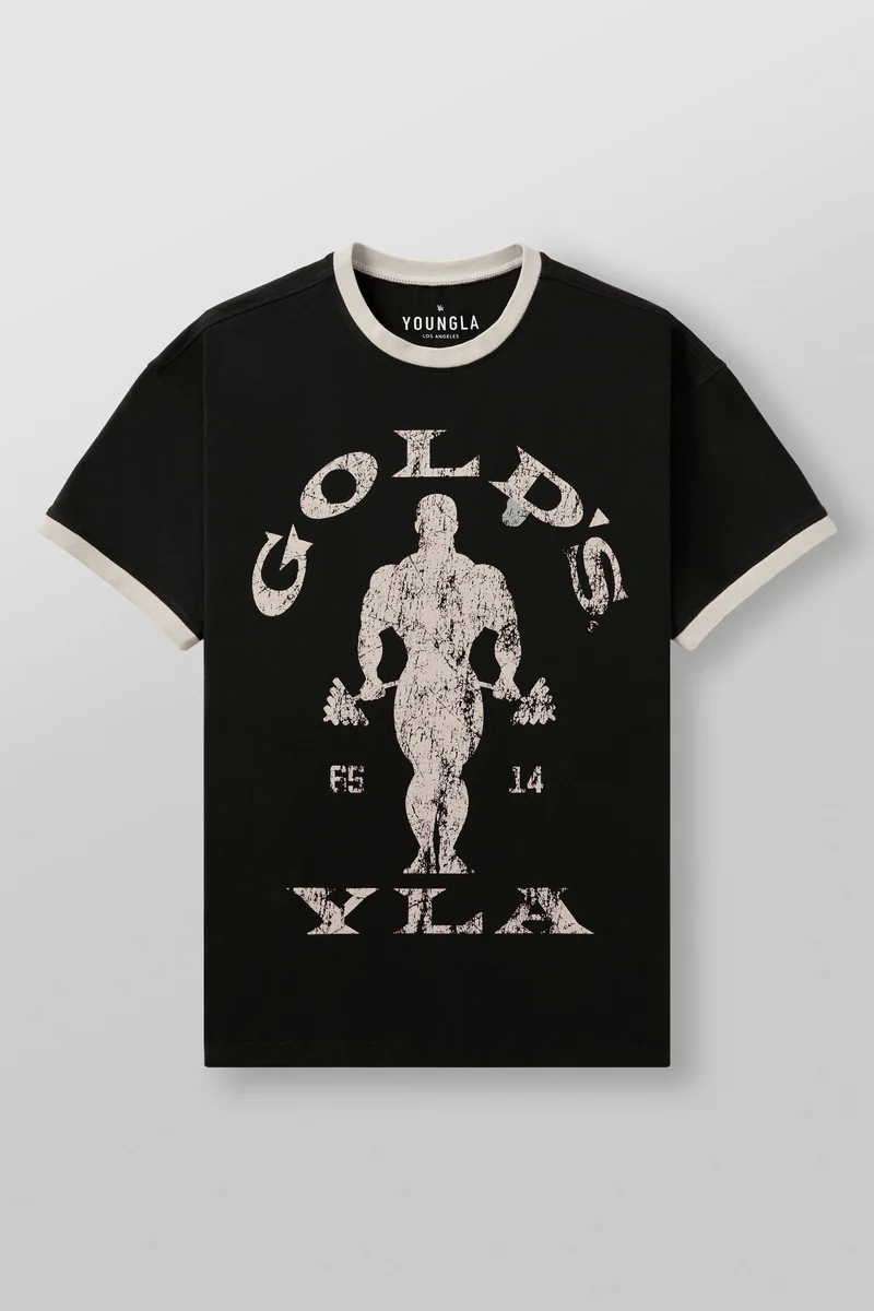 4009 - Golds Gym Ringer Tees Black // YOUNGLA