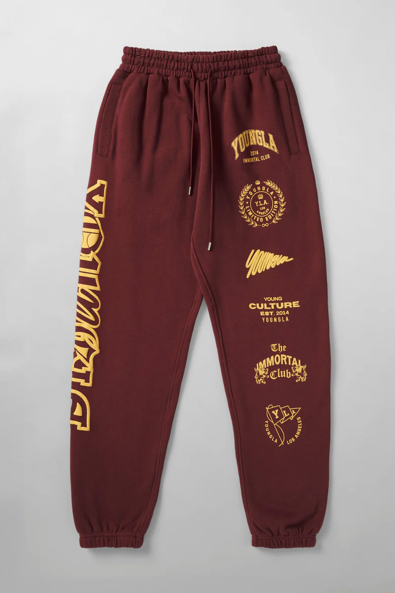 204 - Immortal Killer Joggers Burgundy // YoungLa