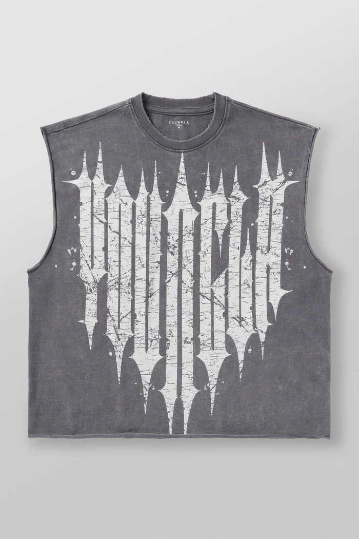 3021 - Revenge Crop Cut-Offs Grey Wash // YoungLa