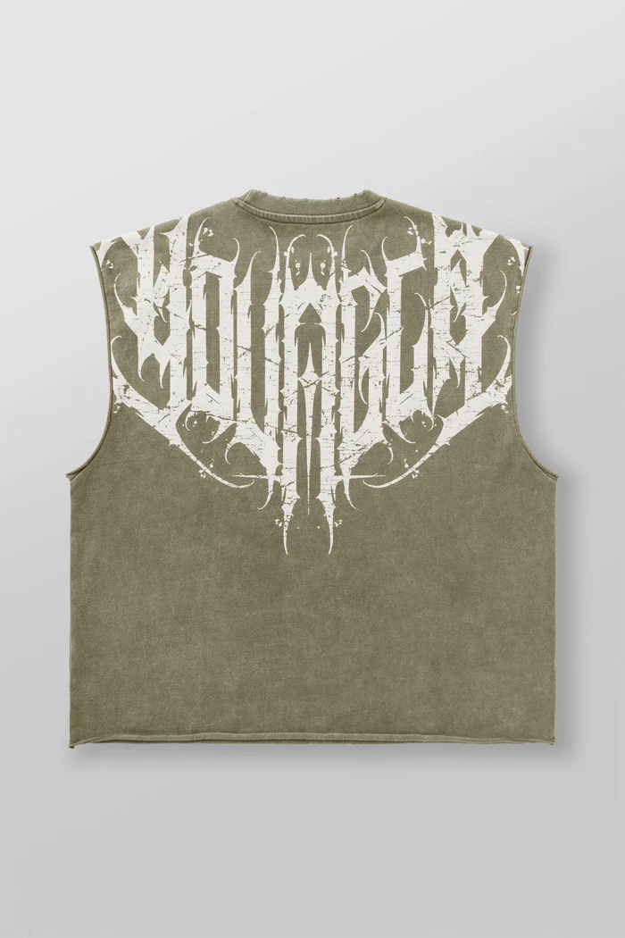 3022 - Anarchy Cropped Tanks Olive Wash // YoungLa