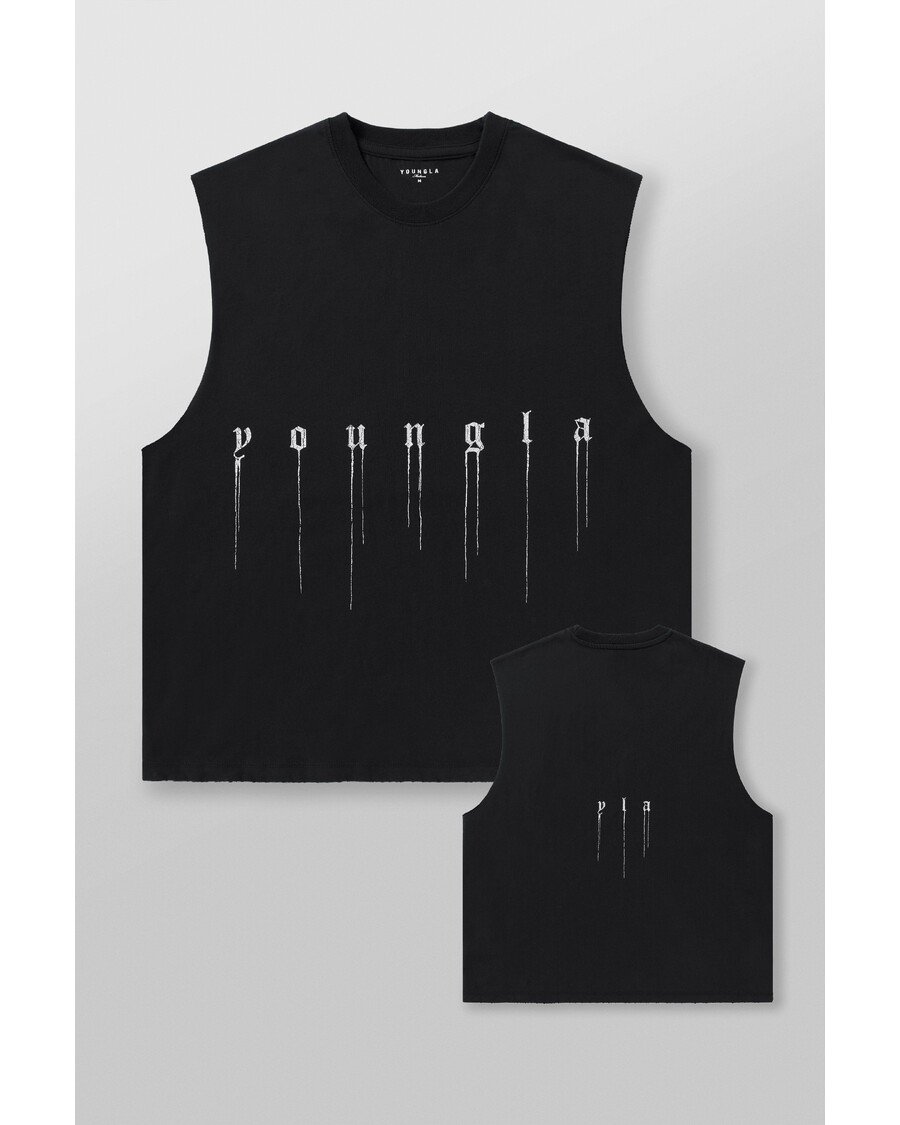 3043- Blackletter Tanks Black Wash // YoungLa