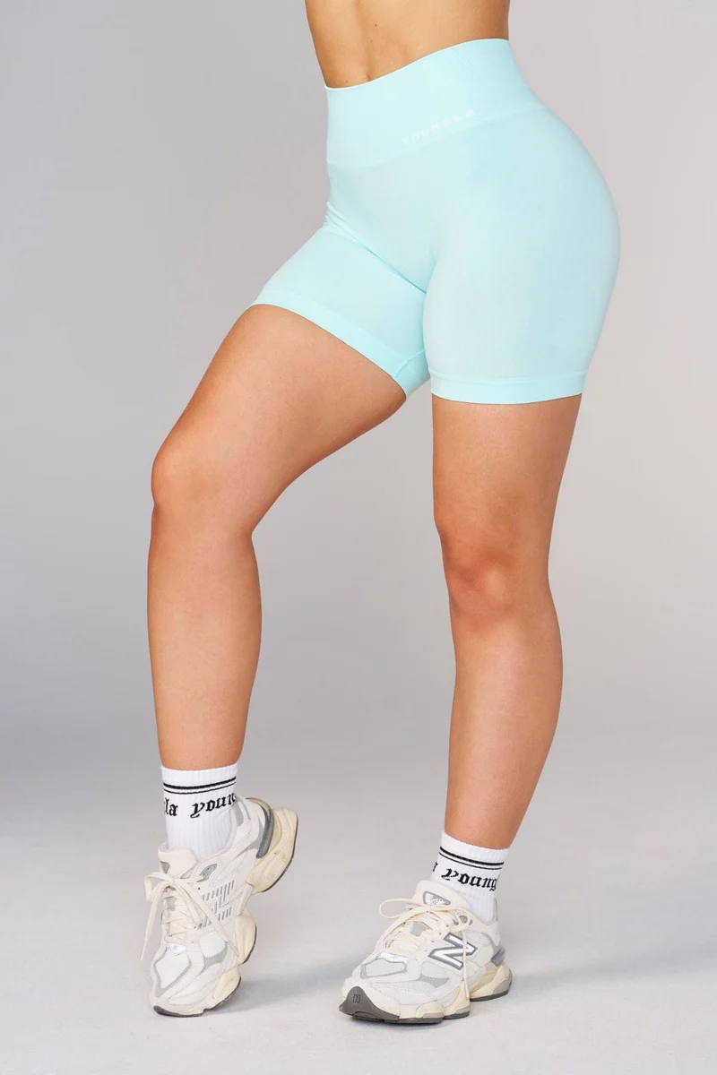 W120 - Seamless Core Shorts Spring 24' Aqua // YoungLa