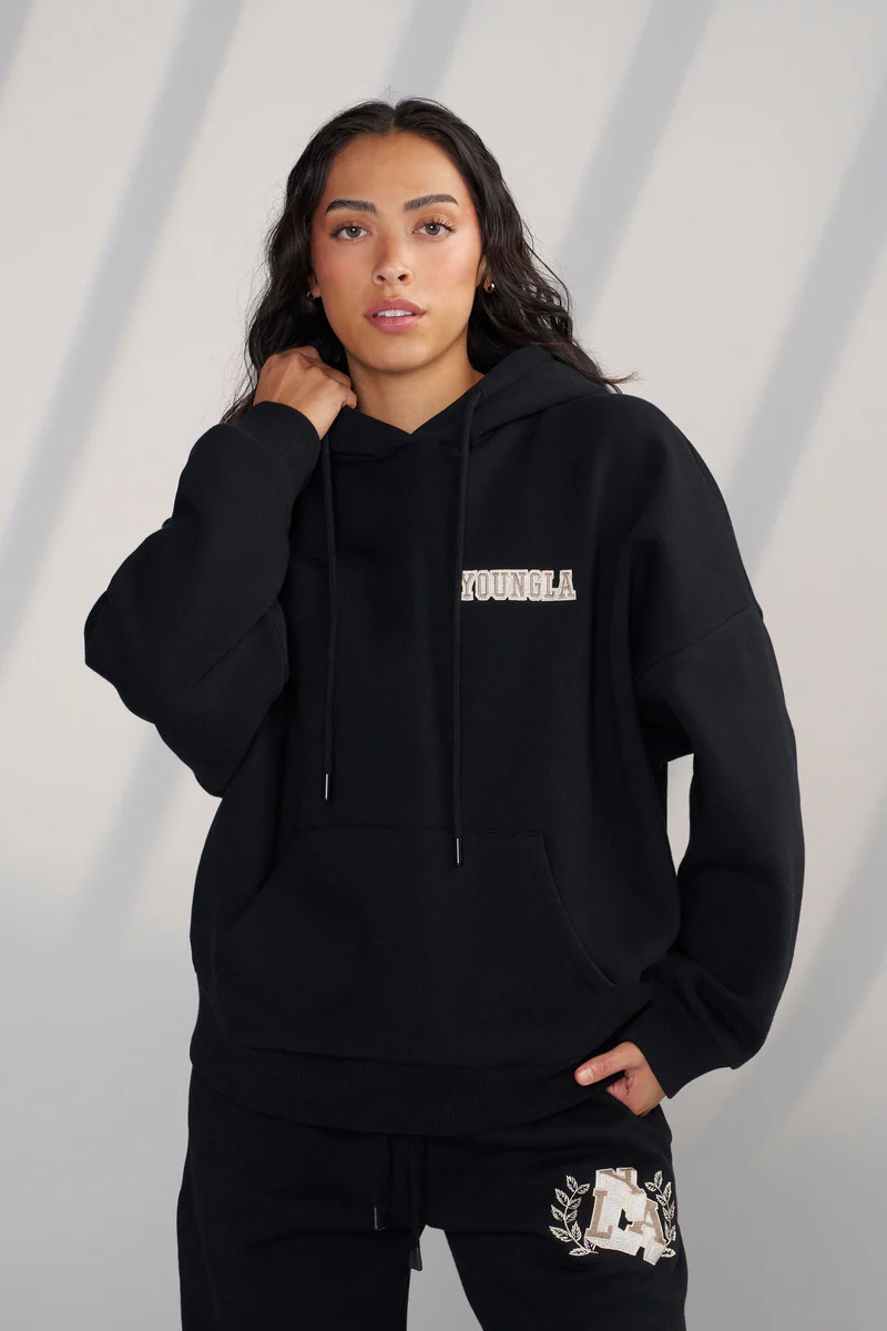W524 - Teddy Hoodie Black //YoungLa
