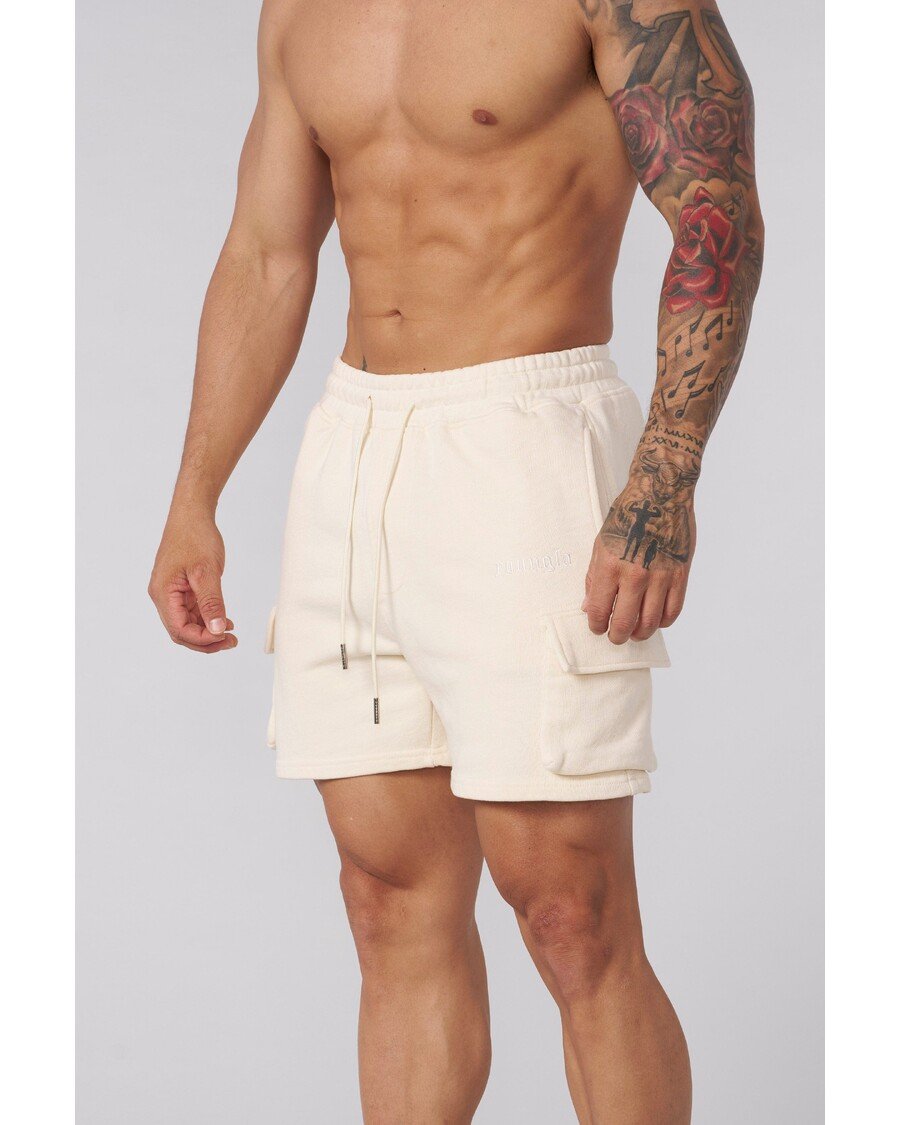 1039 - 3D Cargo Shorts Black Off Withe Wash // YoungLa