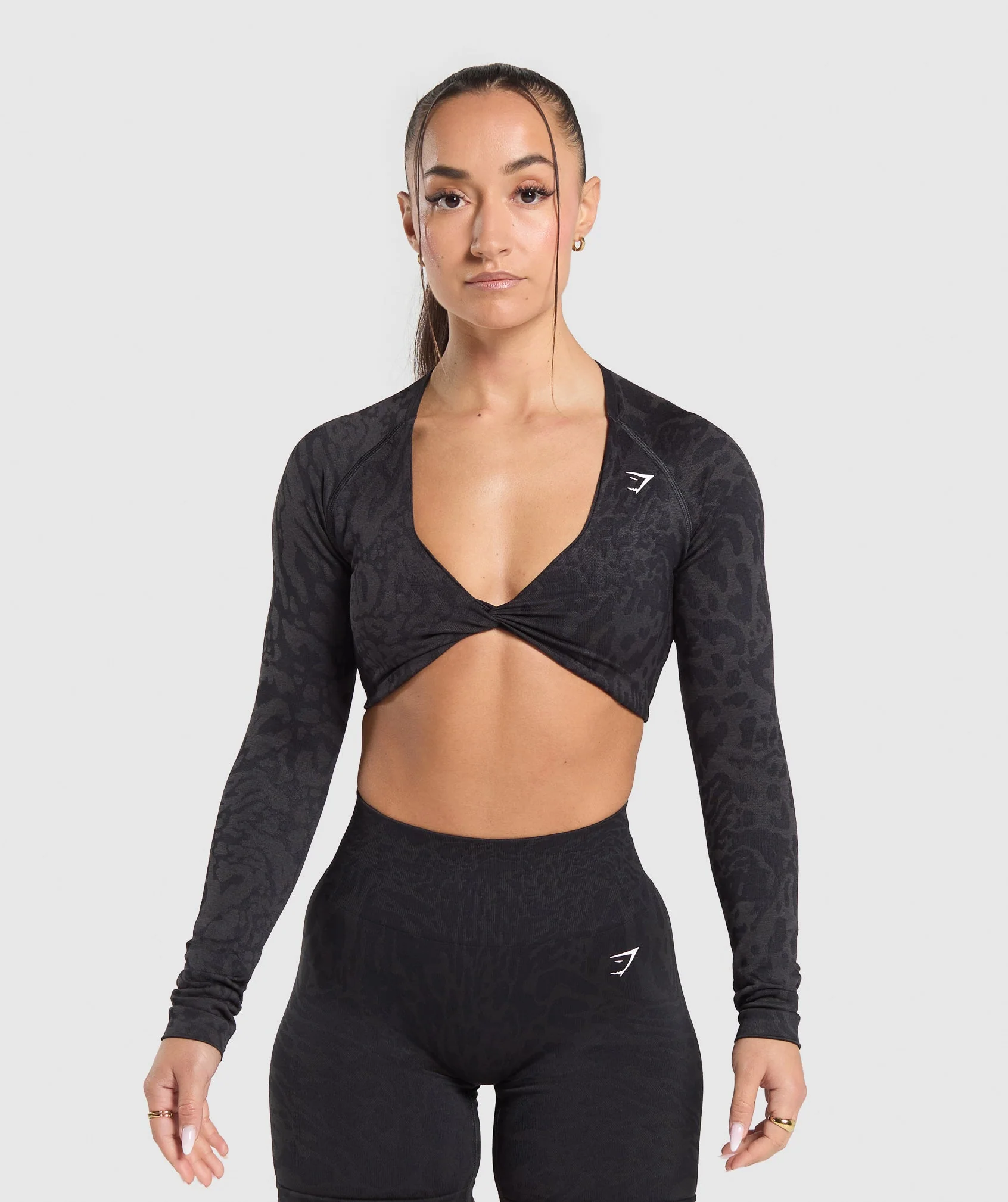 Adapt Safari Long Sleeve Crop Top Black
