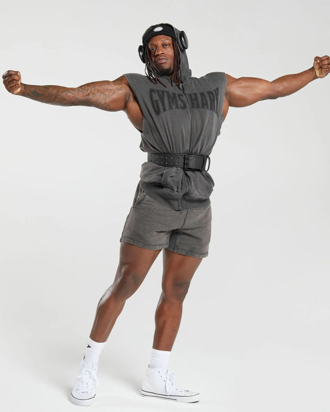 Heritage Washed Sleeveless Zip Hoodie Black