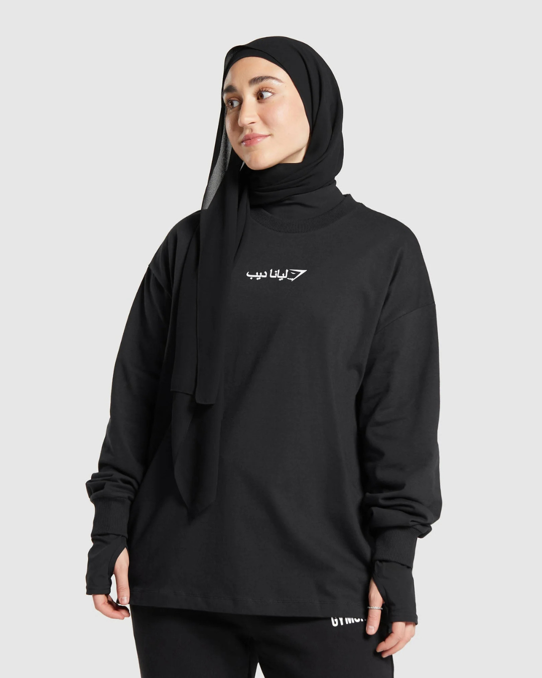 GS X Leana Deeb Oversized Long Sleeve Top Black