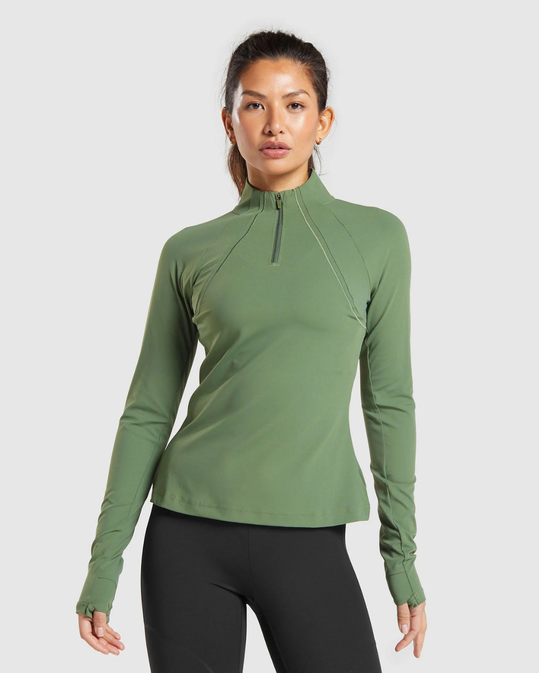 Running 1/4 Zip Force Green