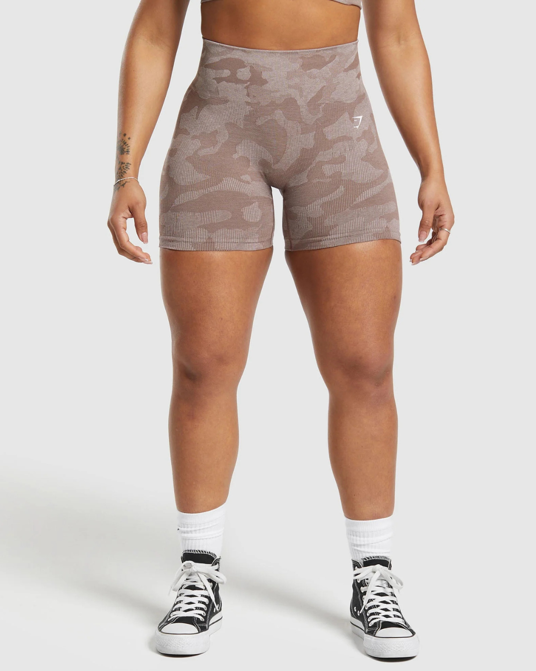 Adapt Camo Seamless Ribbed Shorts Mocha