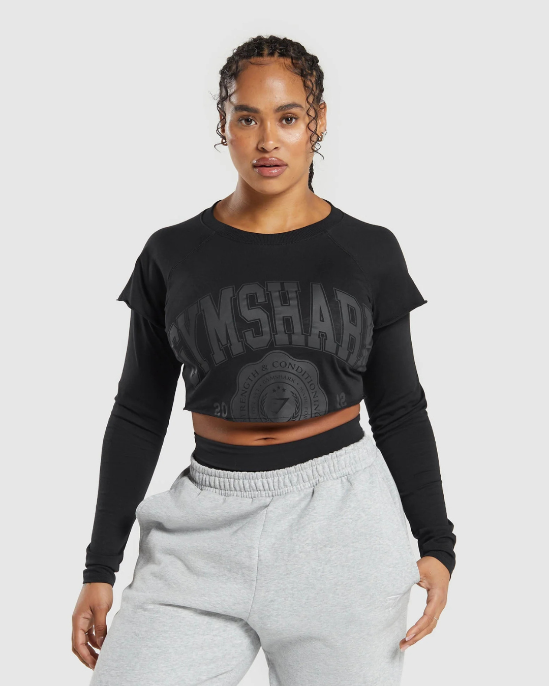 Lifting 2 In 1 Long Sleeve Crop Top Black