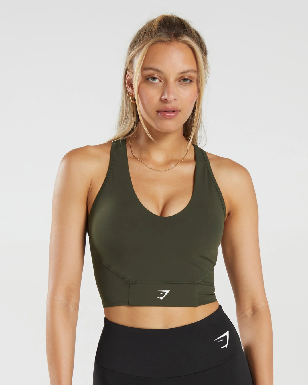 Crop Mesh Tank Deep Olive Green