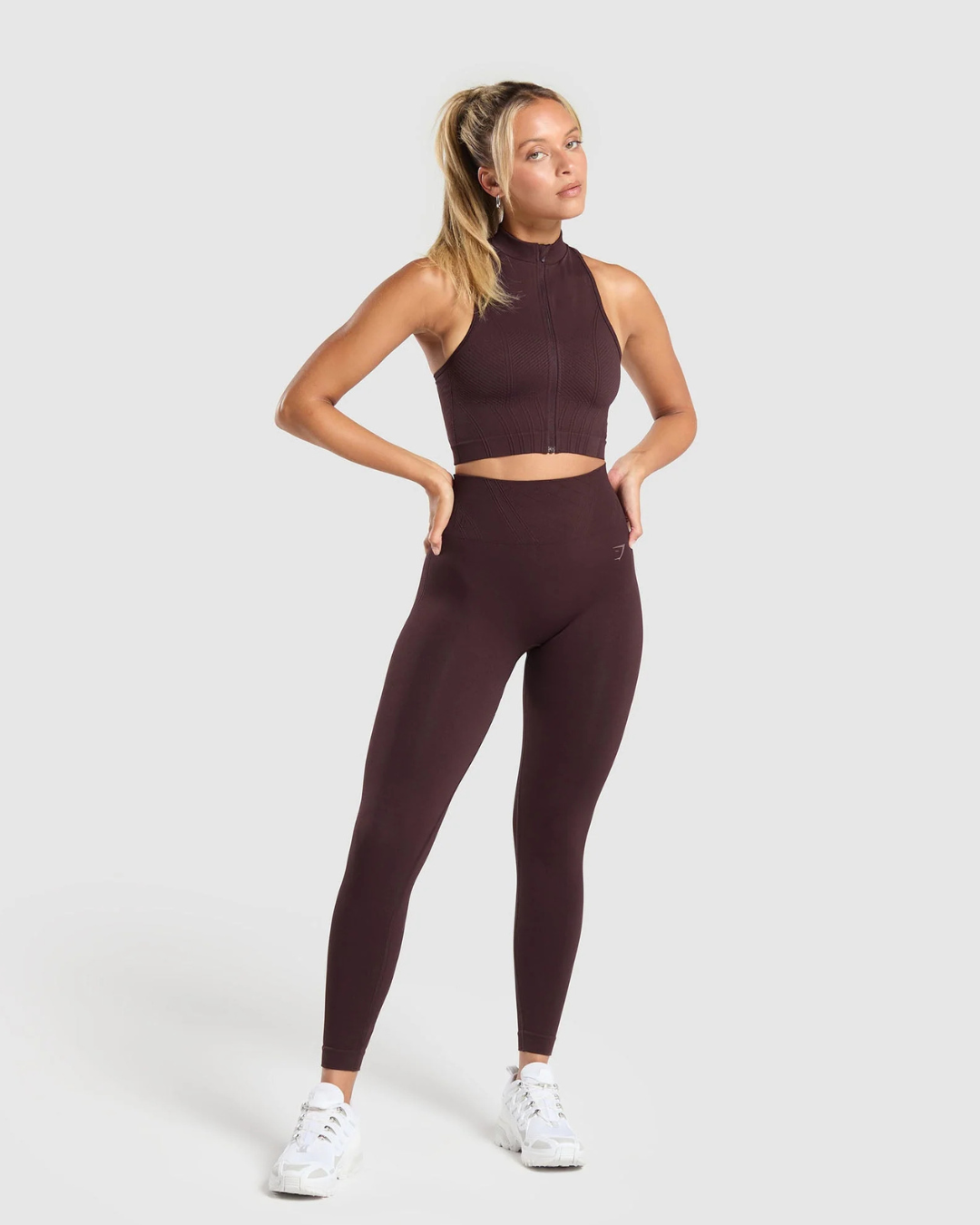 Conjunto (3pz) Corset Seamless Brown/Purple //GYMSHARK